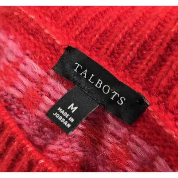 Talbots Sweater Womens Medium Red Pink Wool Blend Fair Isle Nordic Holiday - Picture 3 of 11